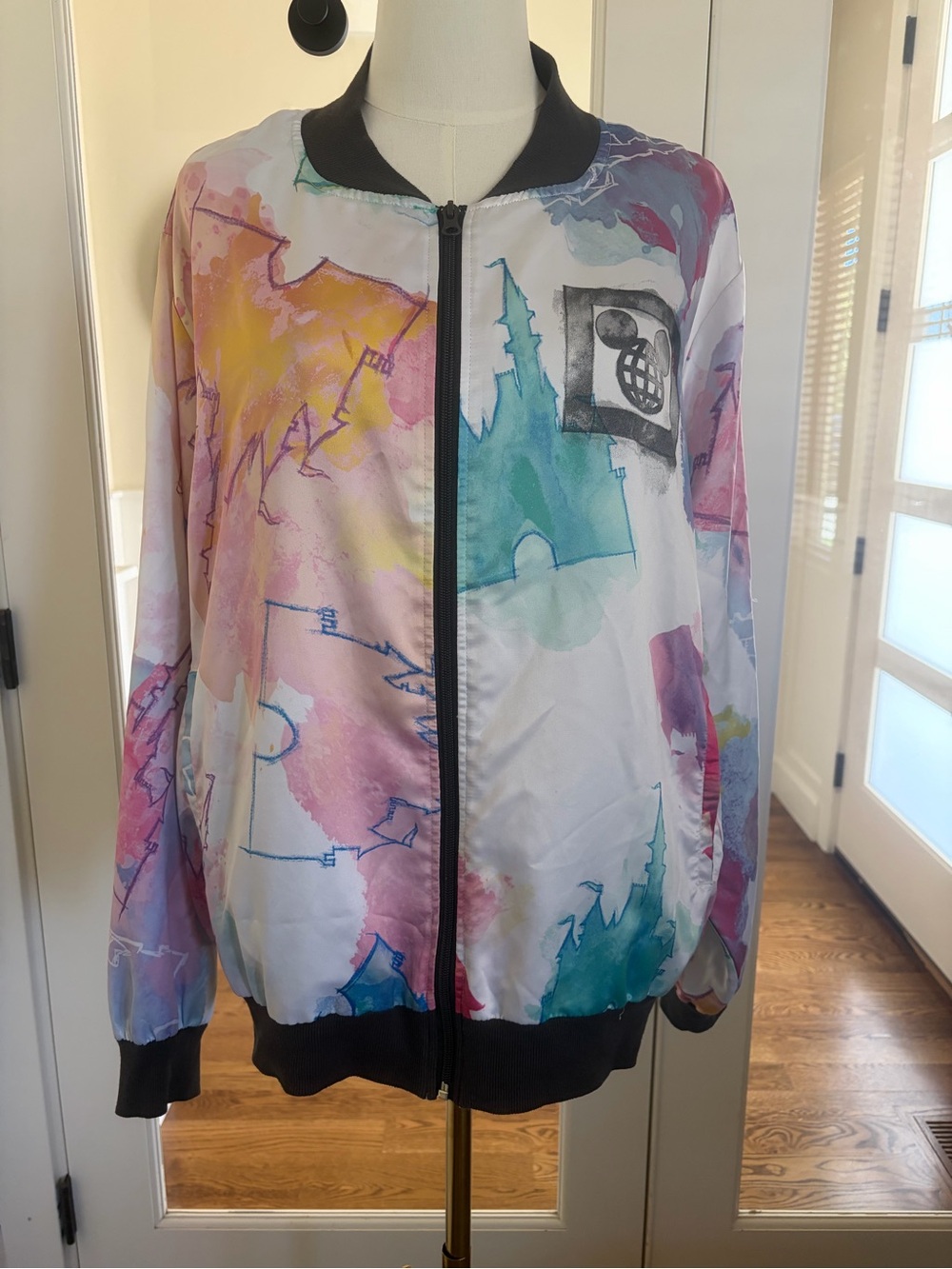 Disney World Watercolor Print Bomber Jacket - Multicolor